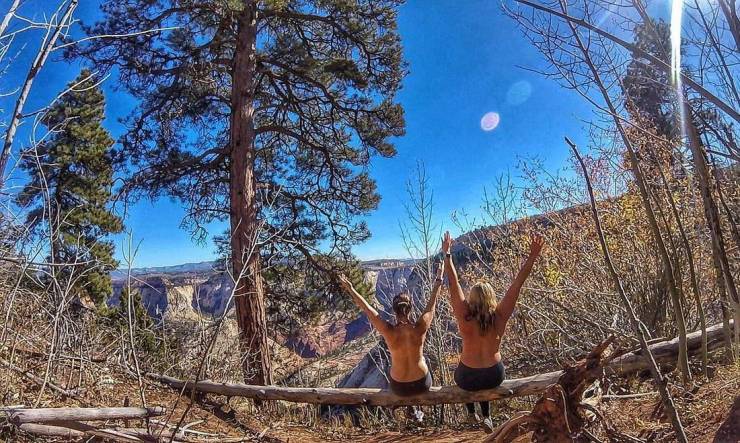 Girls Posing Topless In Front Of Beautiful Landscapes