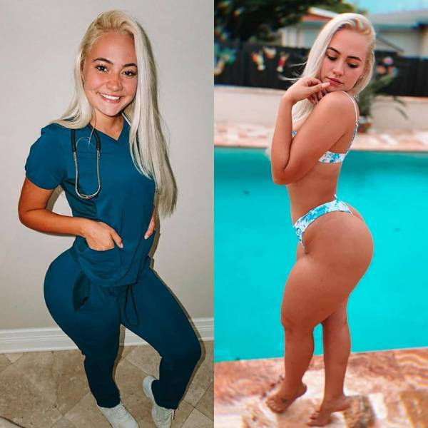 Beauties With And Without Their Uniform