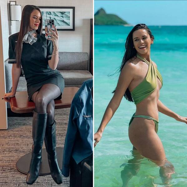 Sexy Flight Attendants With And Without Their Uniforms