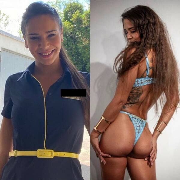 Sexy Flight Attendants With And Without Their Uniforms