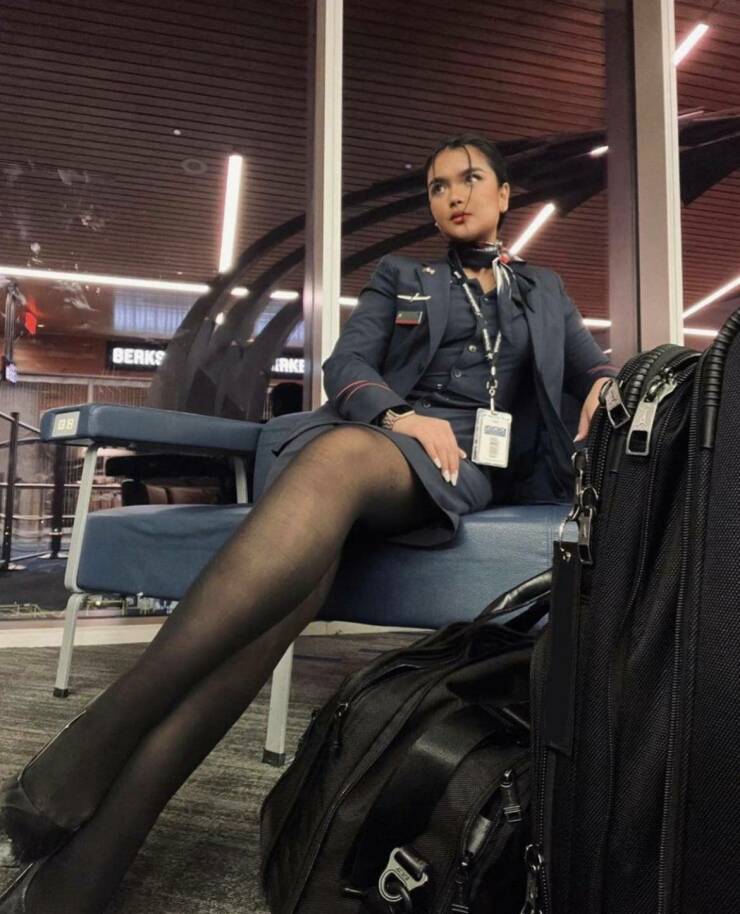 Sexy Flight Attendants With And Without Their Uniforms