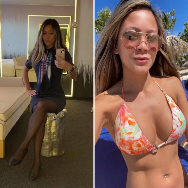 Hot Flight Attendants With And Without Their Uniforms