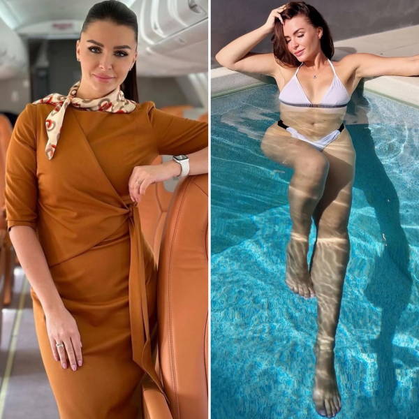 Hot Flight Attendants With And Without Their Uniforms