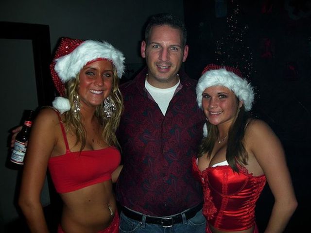 Drunk Girls Embracing The Christmas Spirit Of Giving