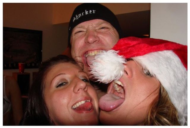 Drunk Girls Embracing The Christmas Spirit Of Giving