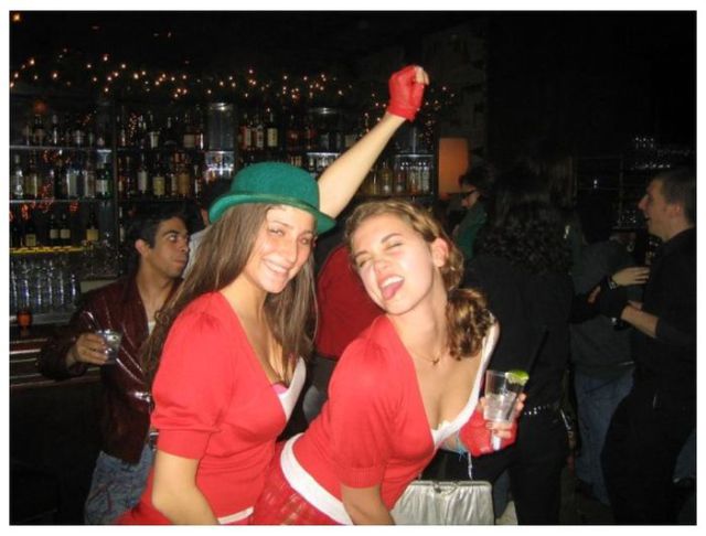 Drunk Girls Embracing The Christmas Spirit Of Giving