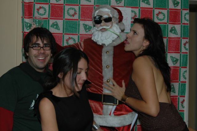 Drunk Girls Embracing The Christmas Spirit Of Giving